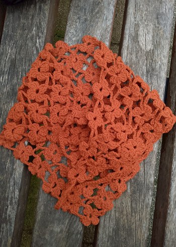 Kahverengi Dantel Detaylı Örgü Bohem Kadın Bandana - Görsel 5