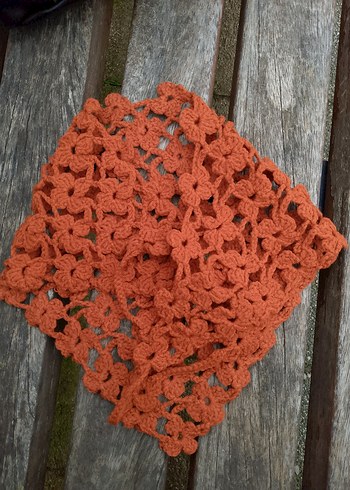 Kahverengi Dantel Detaylı Örgü Bohem Kadın Bandana - Görsel 4