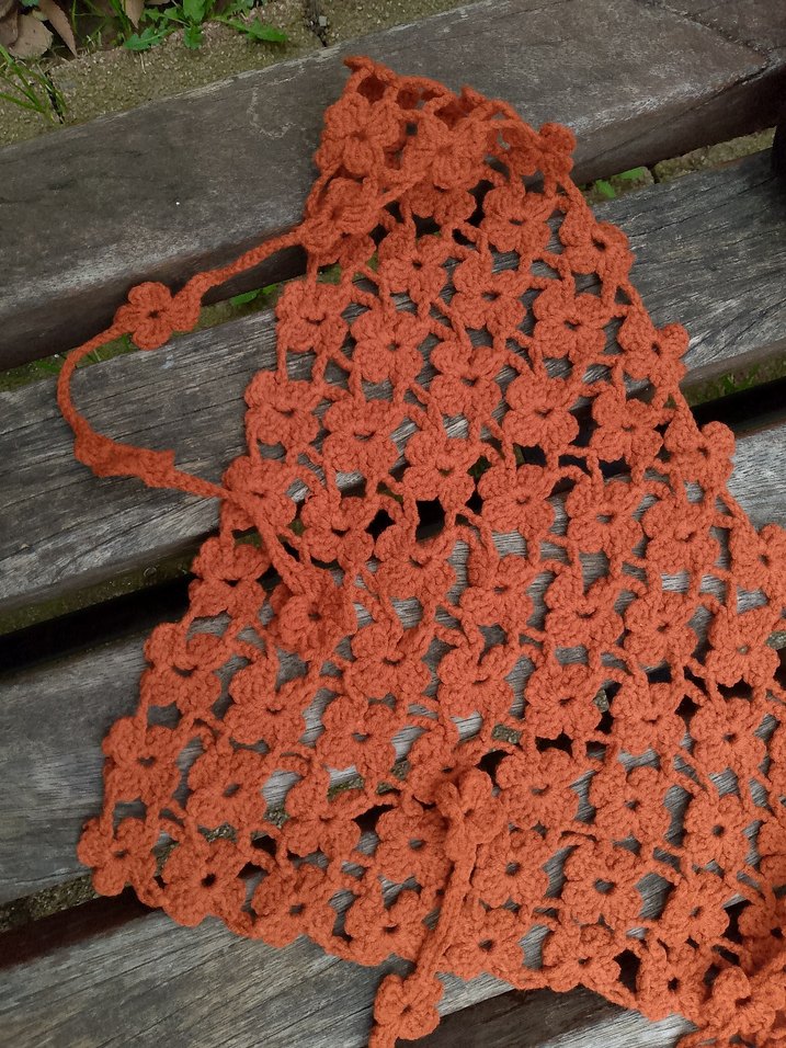 Kahverengi Dantel Detaylı Örgü Bohem Kadın Bandana - Görsel 3