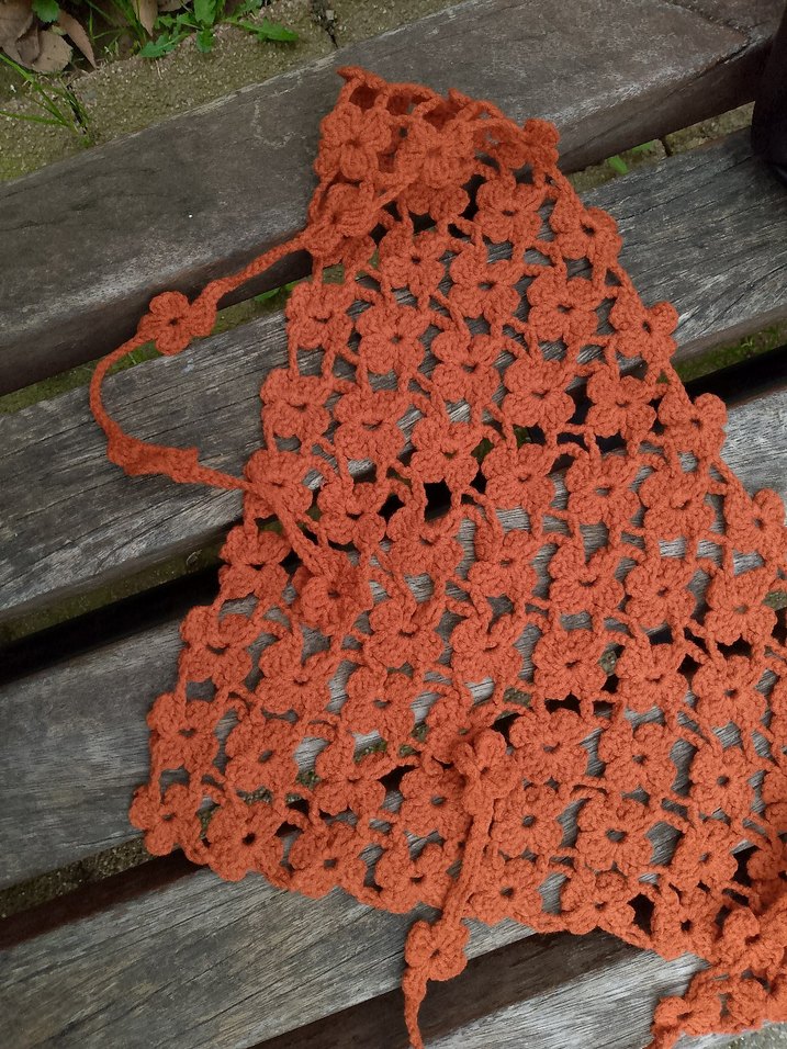 Kahverengi Dantel Detaylı Örgü Bohem Kadın Bandana - Görsel 2