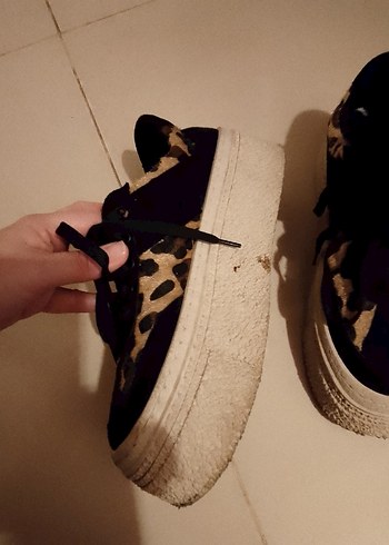 Kürklü Leopar Desenli Platform Kadın Spor Ayakkabı - Görsel 2