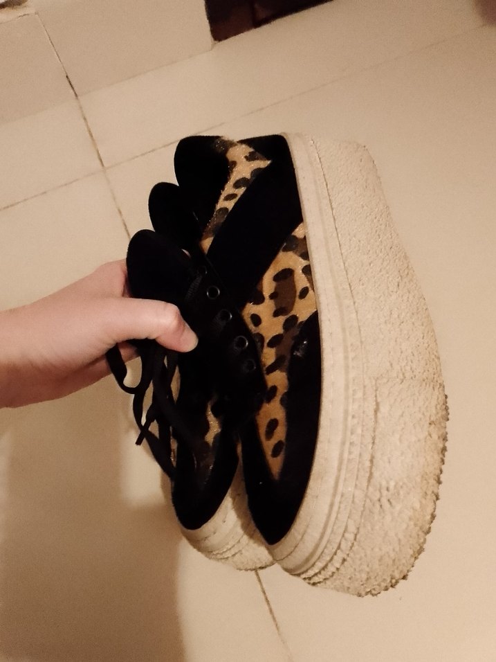 Kürklü Leopar Desenli Platform Kadın Spor Ayakkabı - Görsel 3