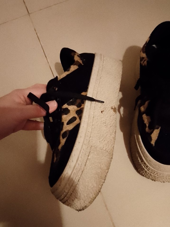 Kürklü Leopar Desenli Platform Kadın Spor Ayakkabı - Görsel 2