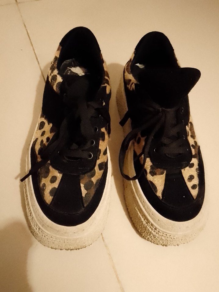 Kürklü Leopar Desenli Platform Kadın Spor Ayakkabı - Görsel 4