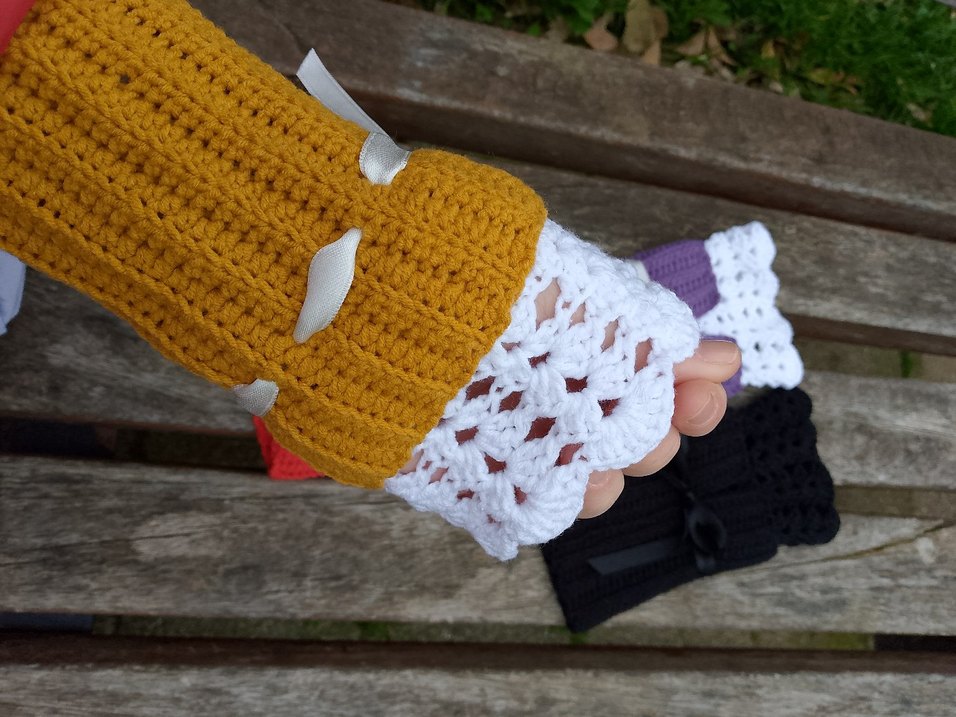 Renkli Örgü Kadın Eldivenleri Kolluk Dantel - Görsel 5