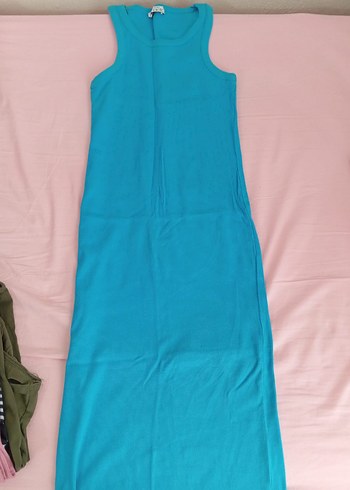 Turkuaz Kadın Yüksek Yakalı elbise - Görsel 3