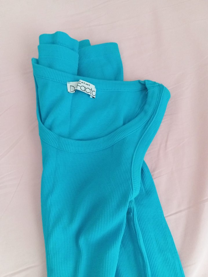 Turkuaz Kadın Yüksek Yakalı elbise - Görsel 2