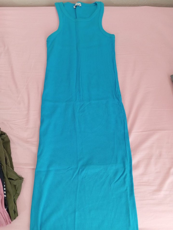 Turkuaz Kadın Yüksek Yakalı elbise - Görsel 3