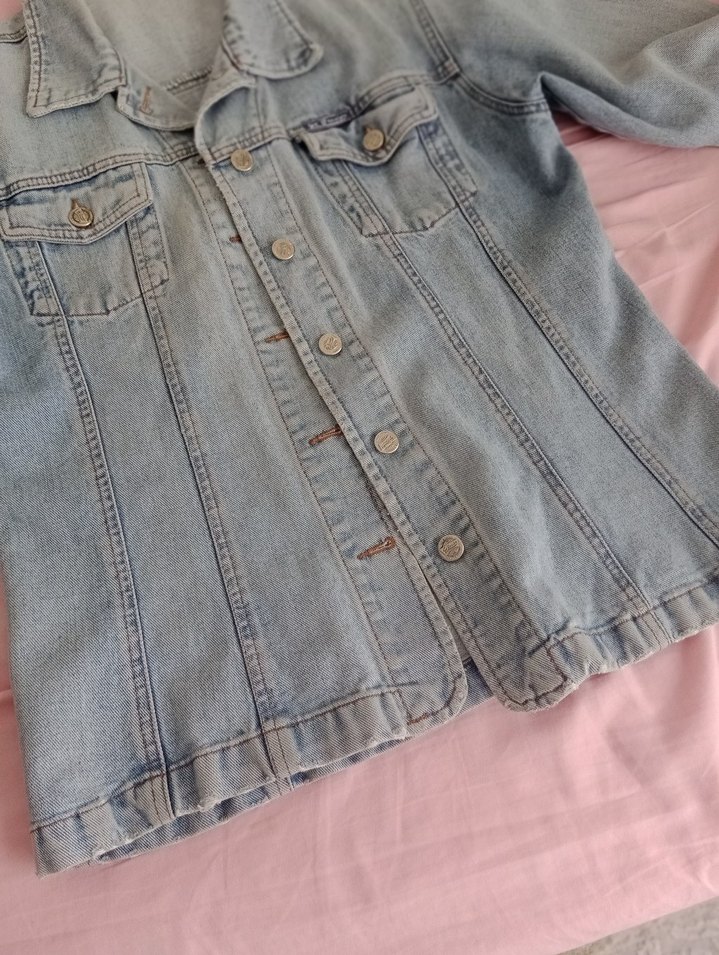 Düğmeli Kadın Bej Kot Ceket - Görsel 2