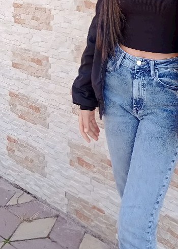 Mavi Düğmeli Batik Desenli Kadın Jean - Görsel 5