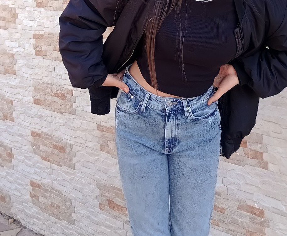 Mavi Düğmeli Batik Desenli Kadın Jean - Görsel 4