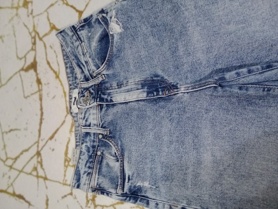 Mavi Düğmeli Batik Desenli Kadın Jean - Görsel 2