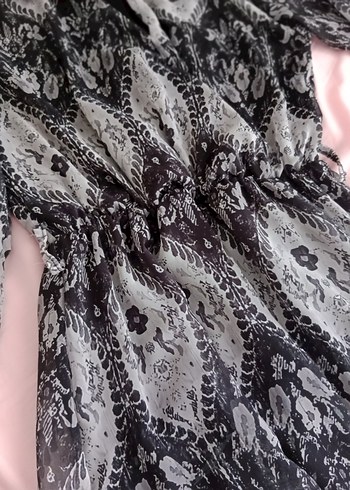 Bohem Gri Yılan Desenli Uzun Elbise - Görsel 2