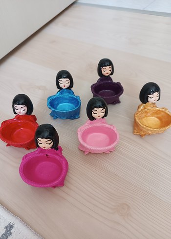 Renkli Kadın Figürlü Dekoratif Kase Seti lokumluk - Görsel 2