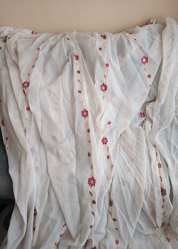 İşlemeli Beyaz Tül Perde - Görsel 3