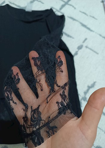 Dantel Kollu Siyah kız çocuk badi - Görsel 3