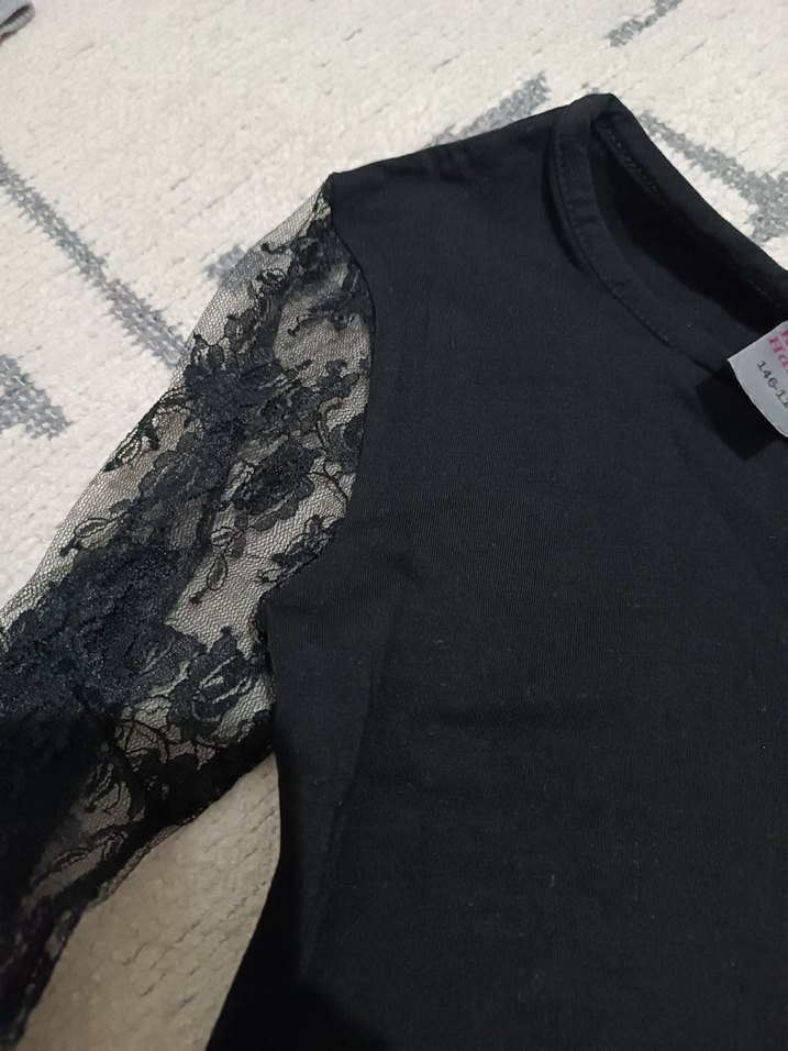 Dantel Kollu Siyah kız çocuk badi - Görsel 2