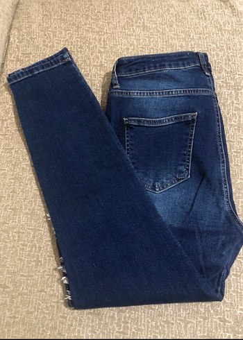 Şeritli Lacivert Kadın Kot Pantolon - Görsel 2