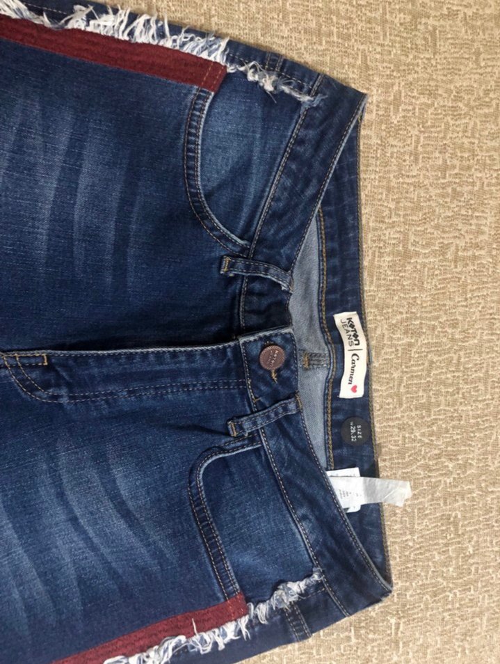 Şeritli Lacivert Kadın Kot Pantolon - Görsel 4