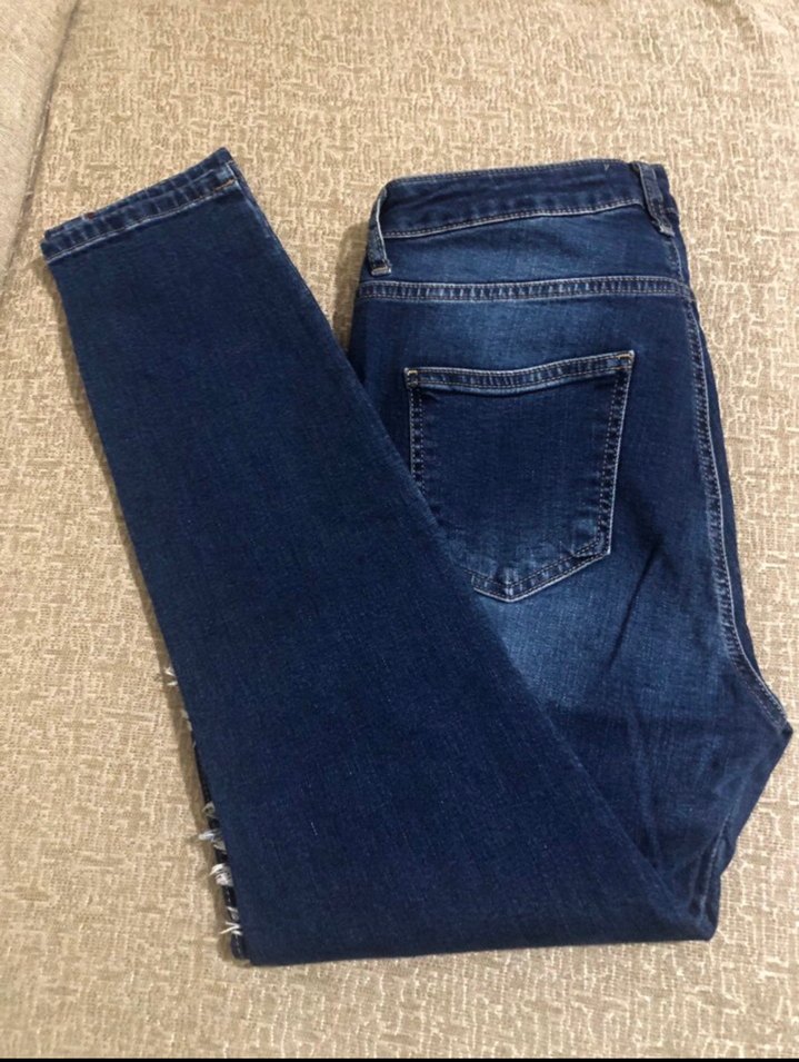 Şeritli Lacivert Kadın Kot Pantolon - Görsel 2