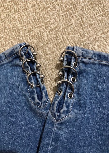 Zincir Detaylı Mavi Kadın Jean Pantolon - Görsel 6