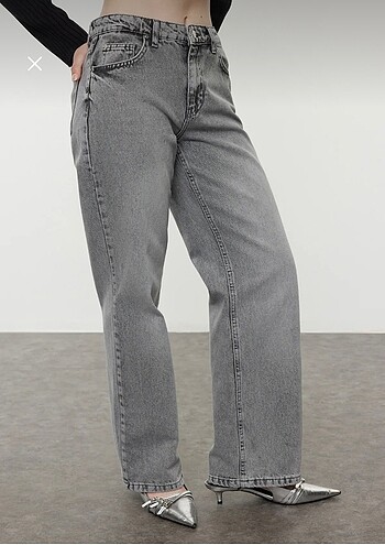 Trendyol & Milla Trendyolmilla gri normal bel straight jeans