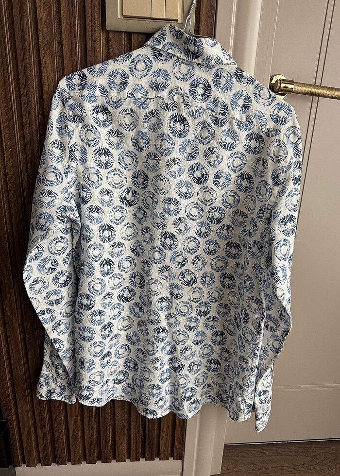 Massimo Dutti s beden keten mavili gömlek - Görsel 3