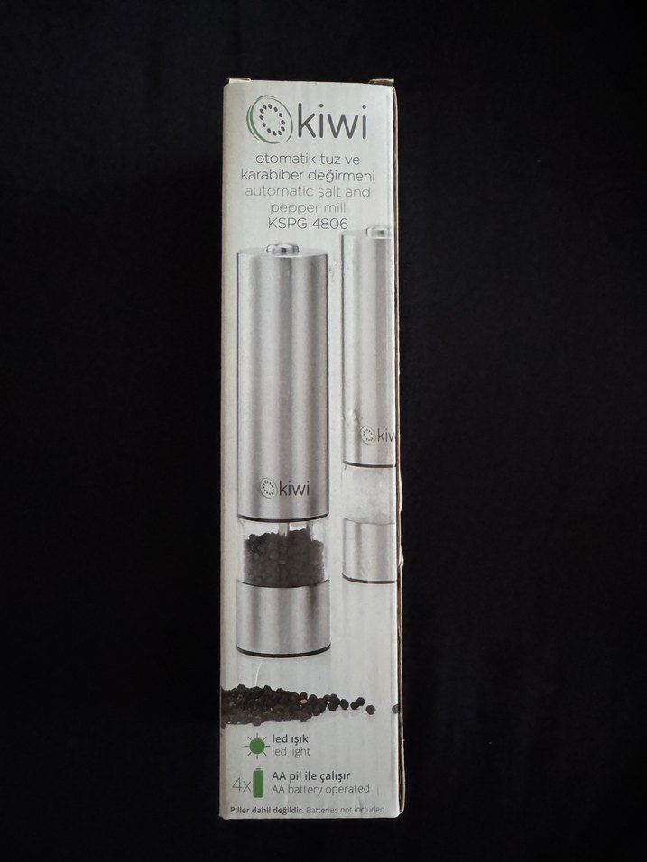 Kiwi pilli ledli tuz karabiber öğütücü 1adet - Görsel 2
