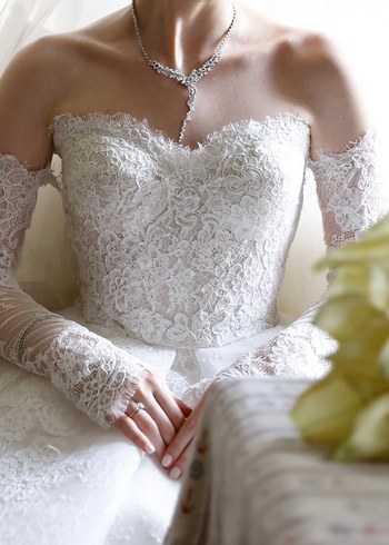 Vakko gelinlik eldiven ve duvak ile xs-s beden - Görsel 3