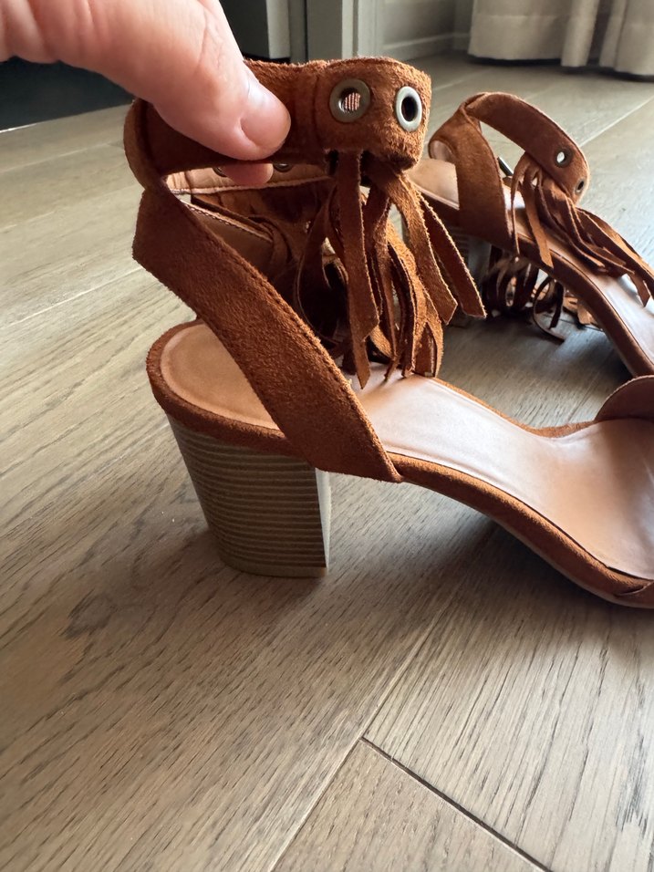 Deichmann Püsküllü Kahverengi hiç giyilmemiş Topuklu Sandalet - Görsel 4