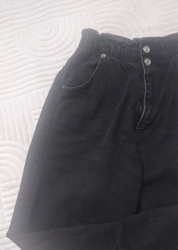 Trendyol & Milla Düğmeli Siyah Rahat Kesim Kadın Kot Pantolon