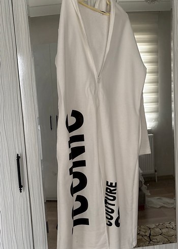 Beyaz Uzun Kollu Kadın Street Wear Elbise - Görsel 2