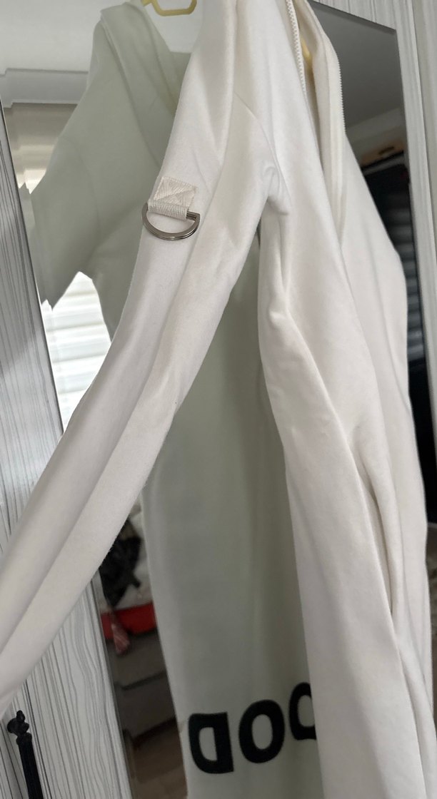 Beyaz Uzun Kollu Kadın Street Wear Elbise - Görsel 3