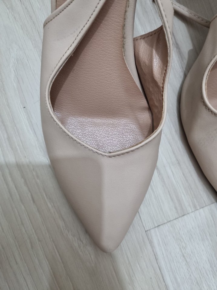 Bej Bağcıklı Stiletto Kadın Ayakkabı, 37 numara - Görsel 2