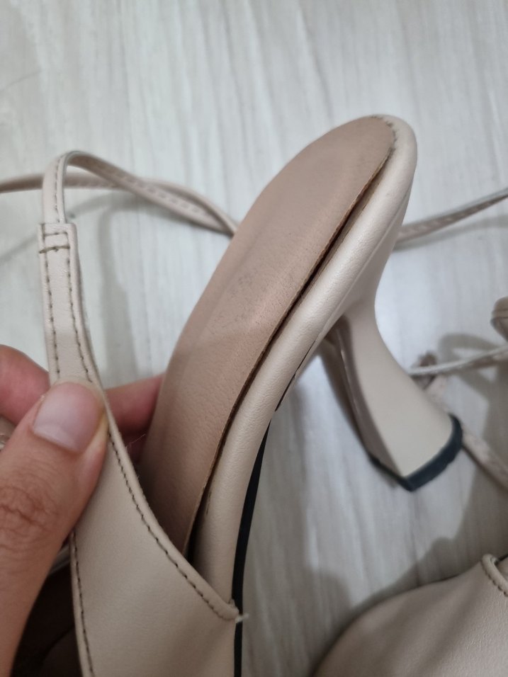 Bej Bağcıklı Stiletto Kadın Ayakkabı, 37 numara - Görsel 3