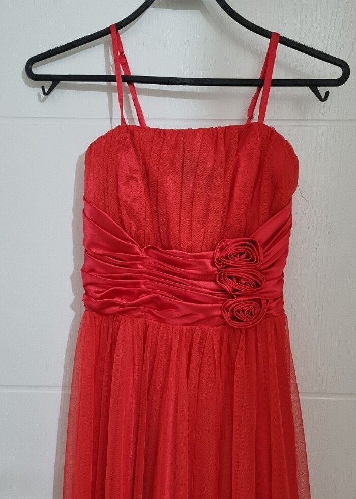 Narçiçeği straplez uzun elbise - Görsel 2