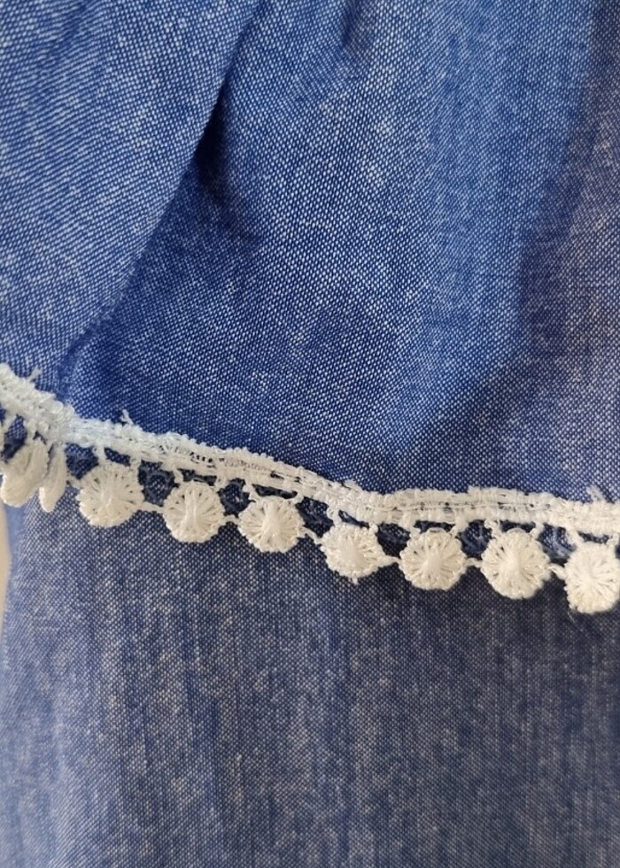 Nakışlı kot elbise  - Görsel 3