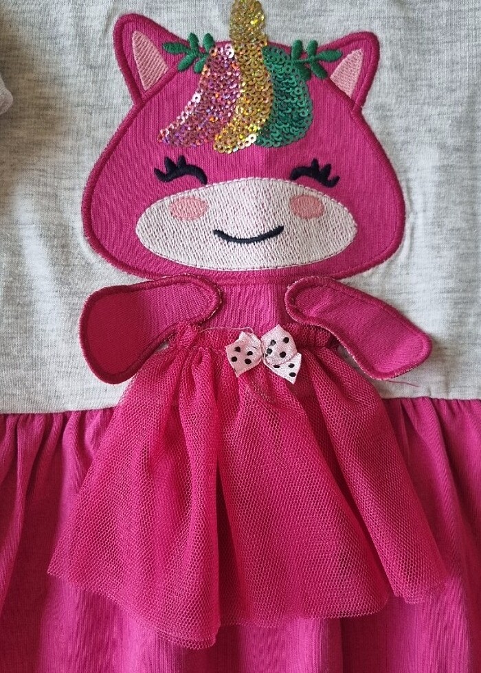 Breeze Girls Kız Bebek Pembe Gri Pullu Elbise  - Görsel 2