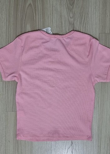 Diğer Pembe Crop Çiçekli T-shirt