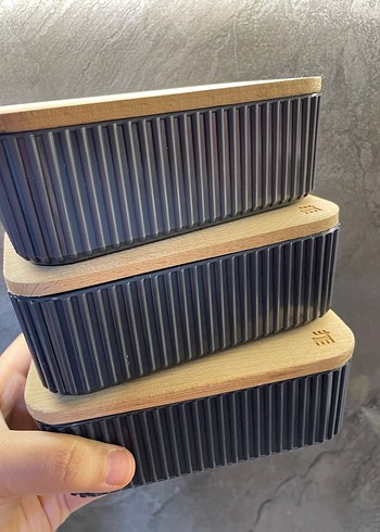 3lü Madame Coco Orijinal Bambu Kapaklı Saklama Kapları - Görsel 6