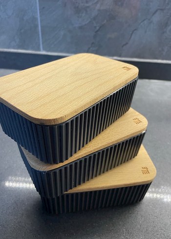 3lü Madame Coco Orijinal Bambu Kapaklı Saklama Kapları - Görsel 3