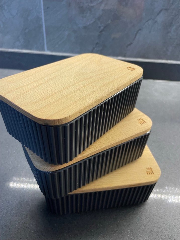 3lü Madame Coco Orijinal Bambu Kapaklı Saklama Kapları - Görsel 3