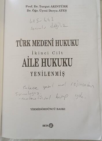 Aile Hukuku, Turgut Akıntürk, Derya Ateş