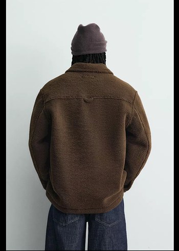 SUNİ YÜNLÜ SUNİ KÜRK EFEKTLİ CEPLİ İNCE CEKET - Görsel 2