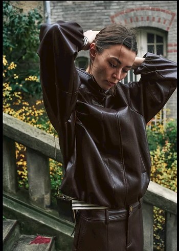 SUNİ DERİ DİK YAKA CEKET - Görsel 2