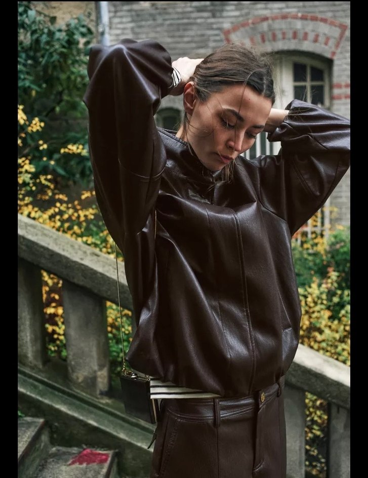 SUNİ DERİ DİK YAKA CEKET - Görsel 2