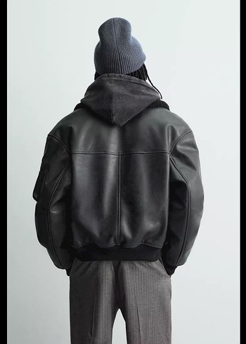 ÇIKARILABİLİR YAKALI SUNİ DERİ CEKET - Görsel 2