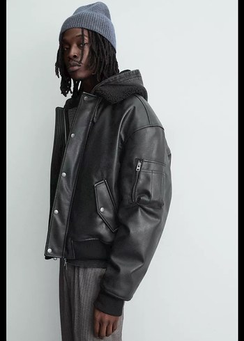 ÇIKARILABİLİR YAKALI SUNİ DERİ CEKET - Görsel 3