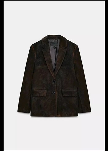 %100 SÜET DERİ CEPLİ BLAZER - Görsel 2