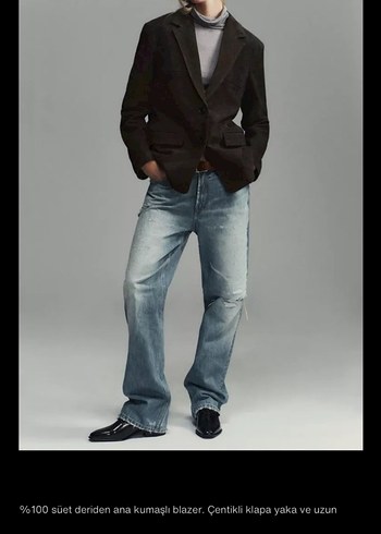 %100 SÜET DERİ CEPLİ BLAZER - Görsel 3
